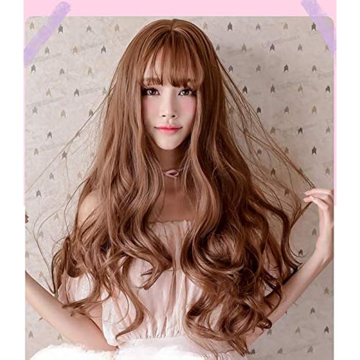 DILLARDS Wig Female Long Roll Big Wave Korean Air Bangs Headgear - Image 2